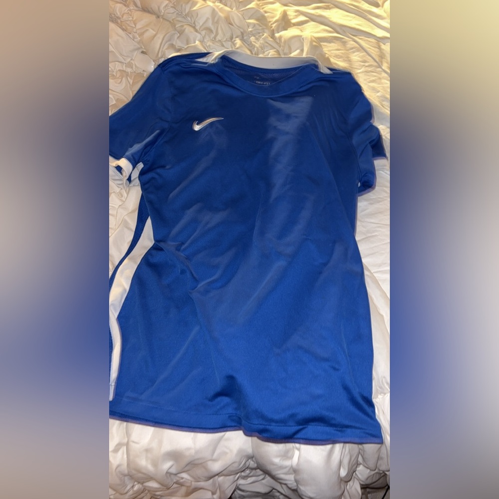 Nike Blue Dri-FIT Slim Fit Shirt with White Swoosh